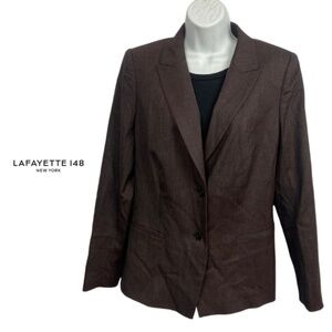 Lafayette 148 Wool Blend Brown Blazer Jacket PTP: 20"